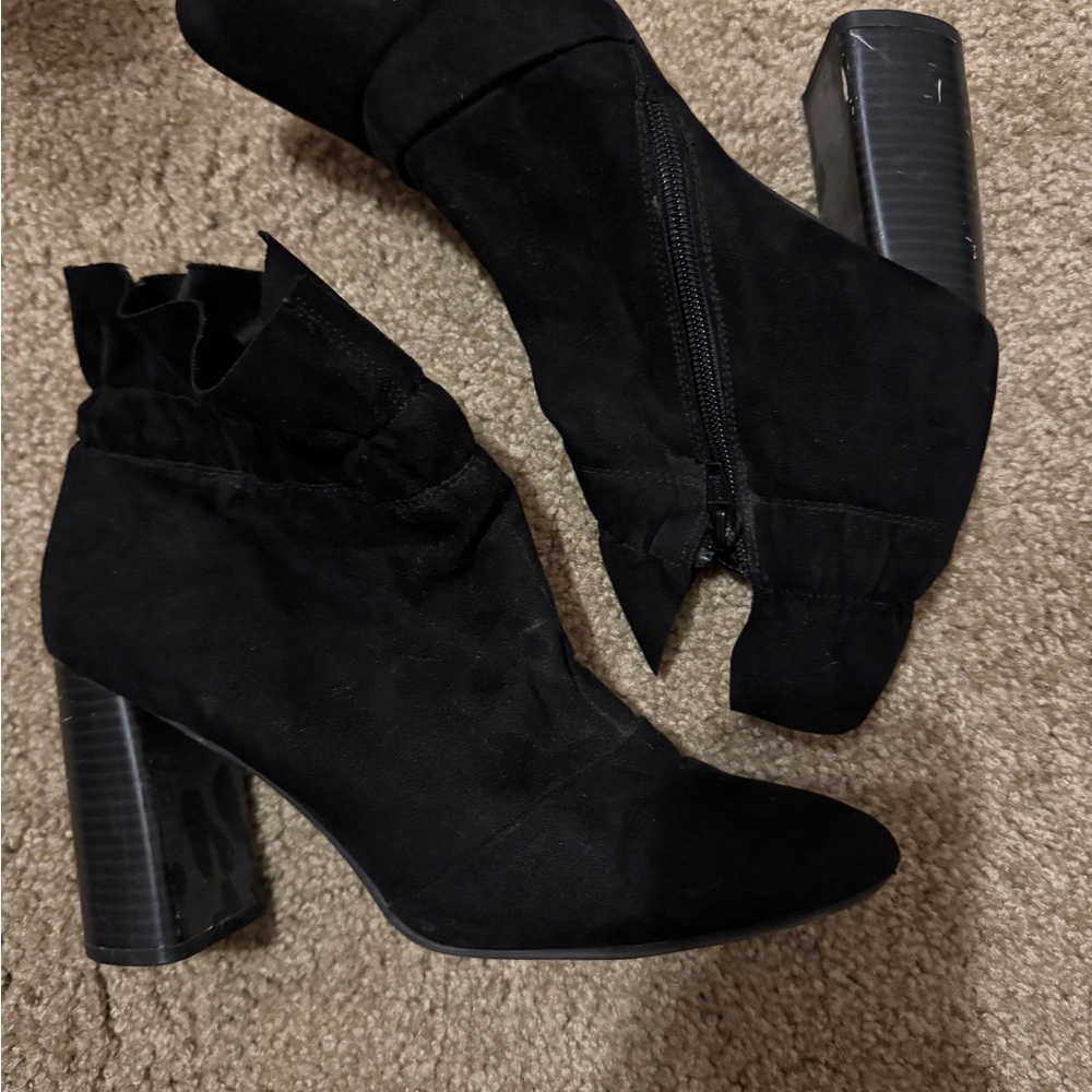 a new day Elegant Black Suede Heeled Boots